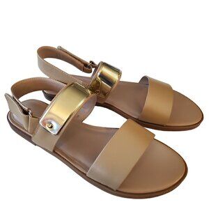 Halston Haily Light Tan Leather Sandals, Woman's Sandals NIB
